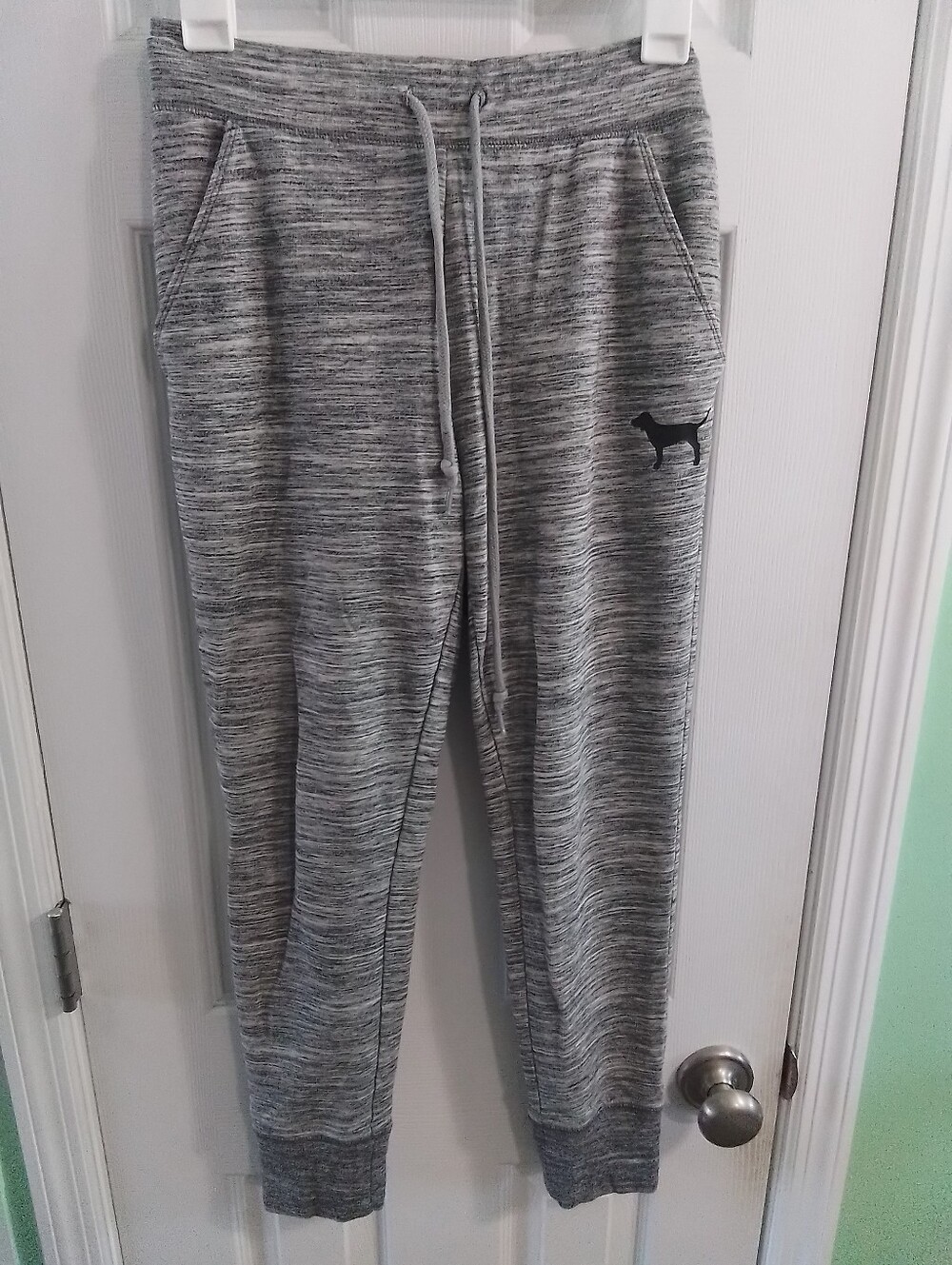 Pink Victorias Secret Grey Marled Jogger Pants with Drawstring